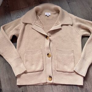 Evereve Tan Knit Cardigan with Collar